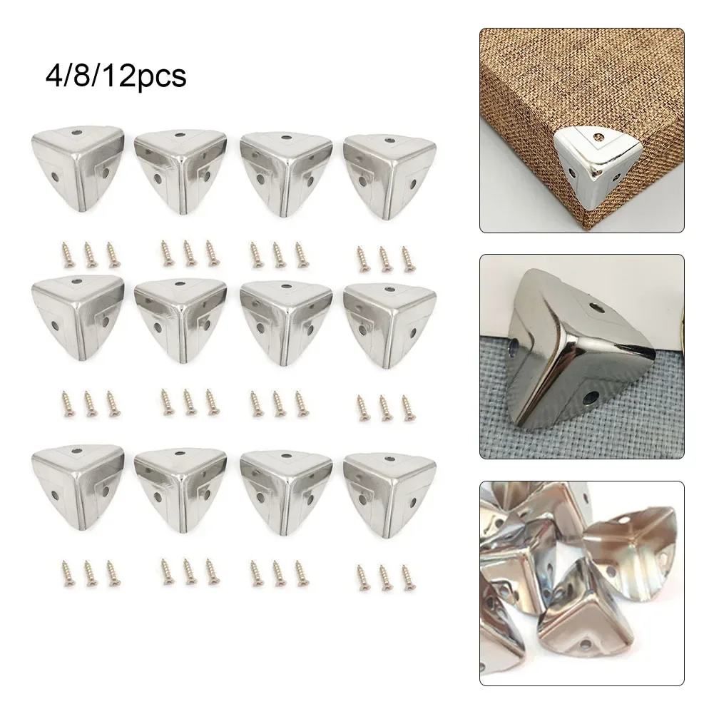 Furniture Hardware Decorative - 4/8/12pc 금속 상자 코너 보호대 나무