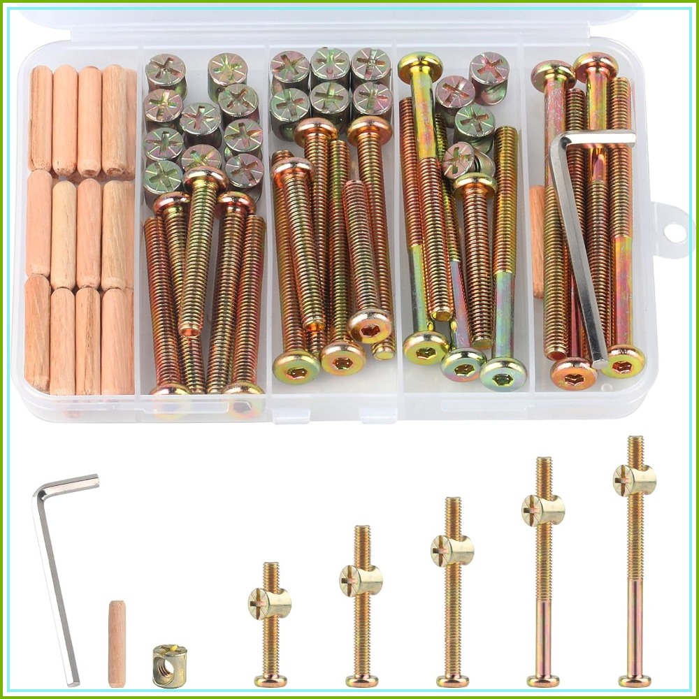 Furniture Hardware Barrel Nut - M6x40/50/60/70/80mm 아기 침대 나사 모음 세트