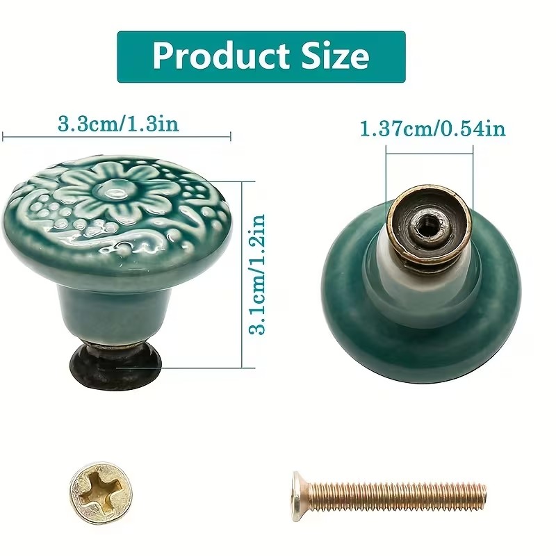 12개 세라믹 캐비닛 손잡이, 꽃무늬 디자인, 내구성이 - Furniture Hardware Feet 리뷰 및 가격