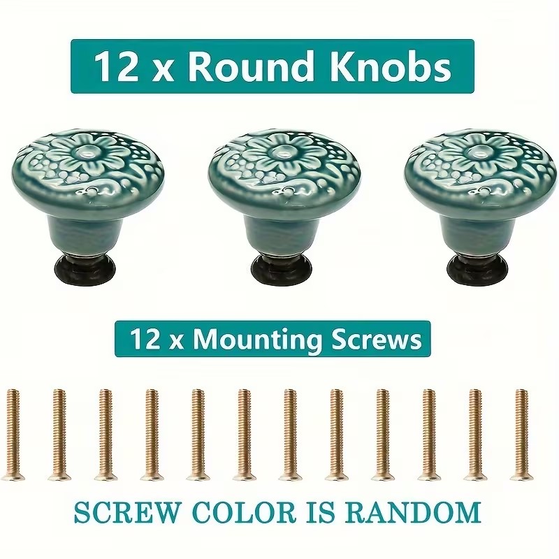 12개 세라믹 캐비닛 손잡이, 꽃무늬 디자인, 내구성이 - Furniture Hardware Feet 리뷰 및 가격