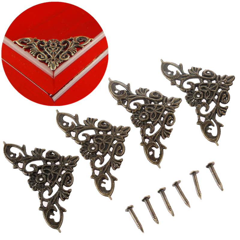 12pcs 골동품 코너 브래킷 가구 하드웨어 청동 보석 - Furniture Hardware Decorative 리뷰 및 가격