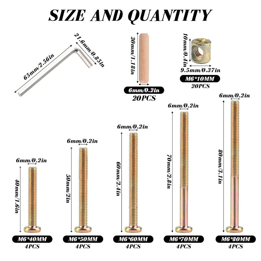 M6x40/50/60/70/80mm 아기 침대 나사 모 - Furniture Hardware Barrel Nut 리뷰 및 가격