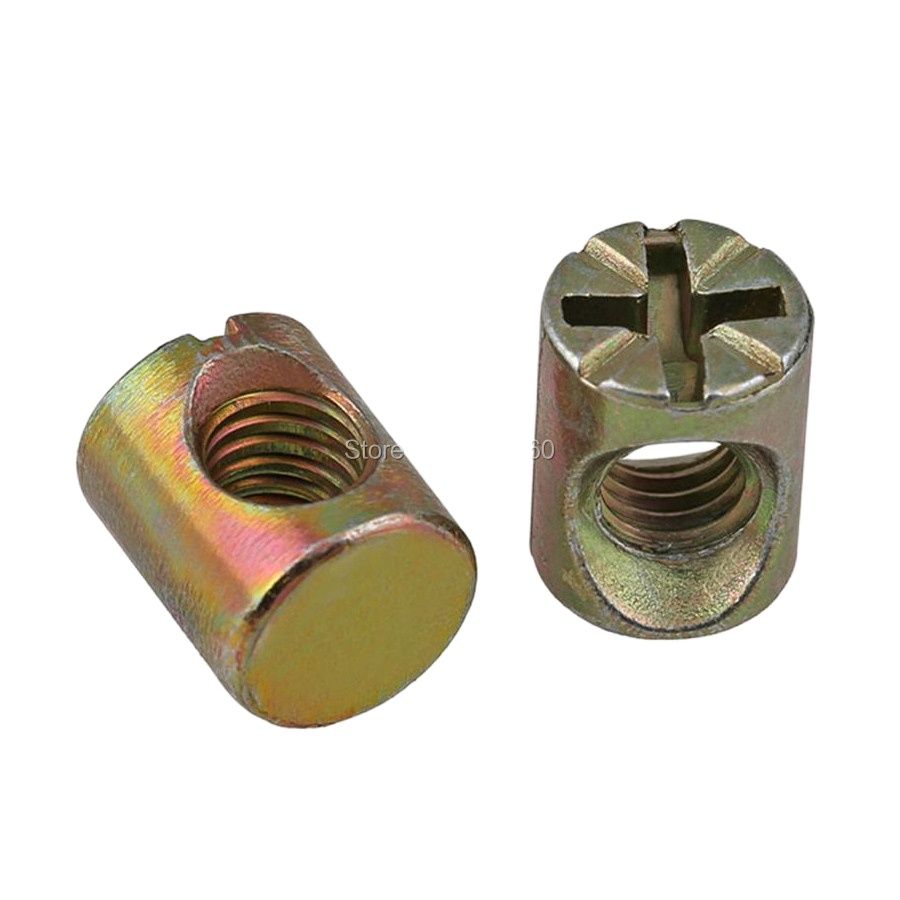 100pcs 컬러 아연 도금 슬롯형 크로스 배럴 다웰  - Furniture Hardware Barrel Nut 리뷰 및 가격